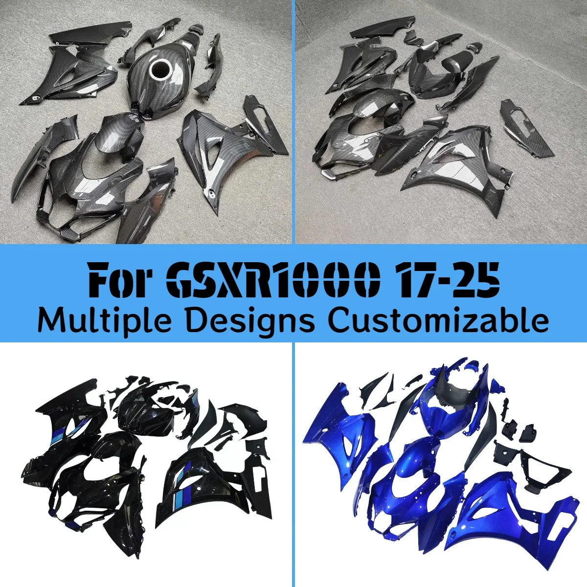 

Новый комплект обтекателей на заказ GSXR1000 2017-2025, послепродажный кузов мотоцикла, полные обтекатели для GSXR 1000 17-25
