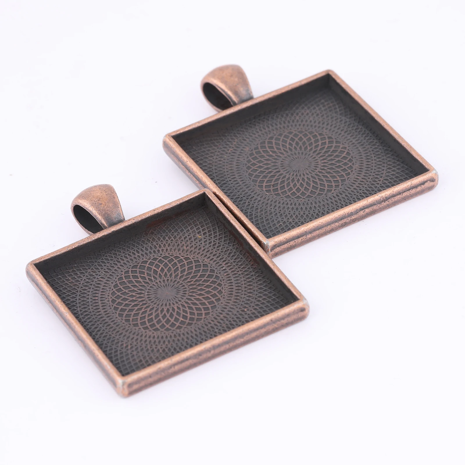 10pcs 25mm square cabochon trays antique copper pendant base settings diy jewelry making accessories