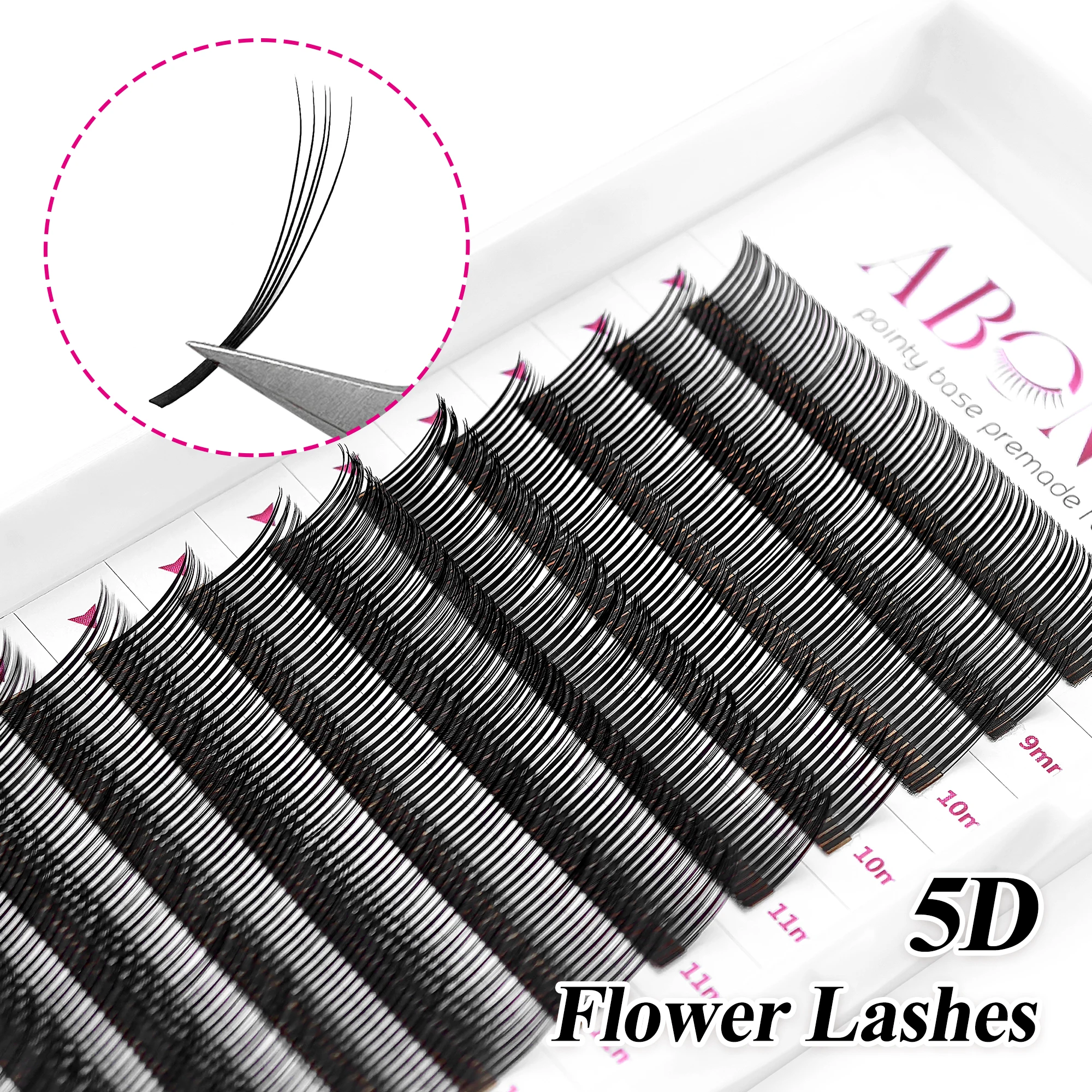 ABONNIE Schwarz Braun 5D Blumen Spikes Fee Falsche Wimpern Individuelle Easy Fans 5D Blumen Volumen Wimpernverlängerungen