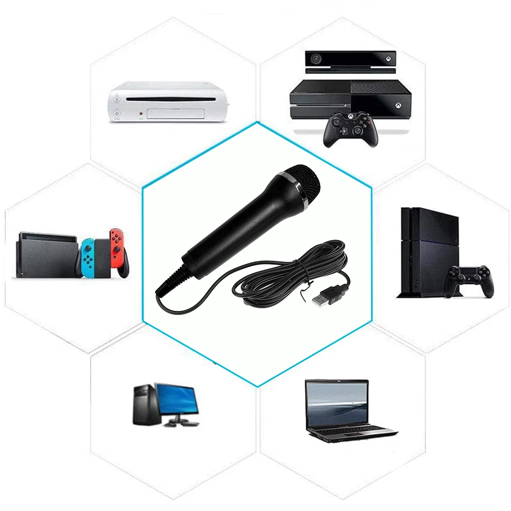 Karaoke Mic Universal USB Wired Microphone for PlayStation 4 Switch Wii Xbox PC Chatting Network Teaching Video Conferencing