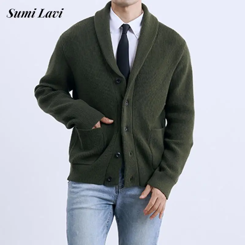 

Винтажный мужской свитер, куртка, пальто, осень-зима, повседневные однотонные свитера на пуговицах, мужские модные вязаные куртки с лацканами