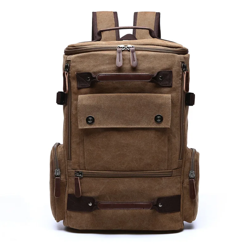 

New Large Capaci Canvas Bapa Double oulder Leisure Travel Bag for Men Mountain Climbing Cuter Bag Retro Artistic S...