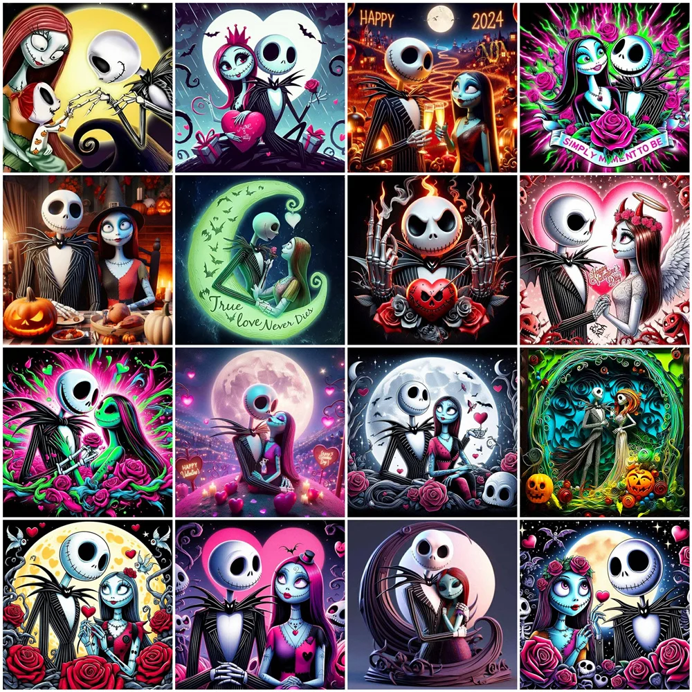 Disney New Diamond Embroidery Jack Cartoon DIY Soldes Paintings with Rhinestones Mosaic The Nightmare Before Christmas Wall Art