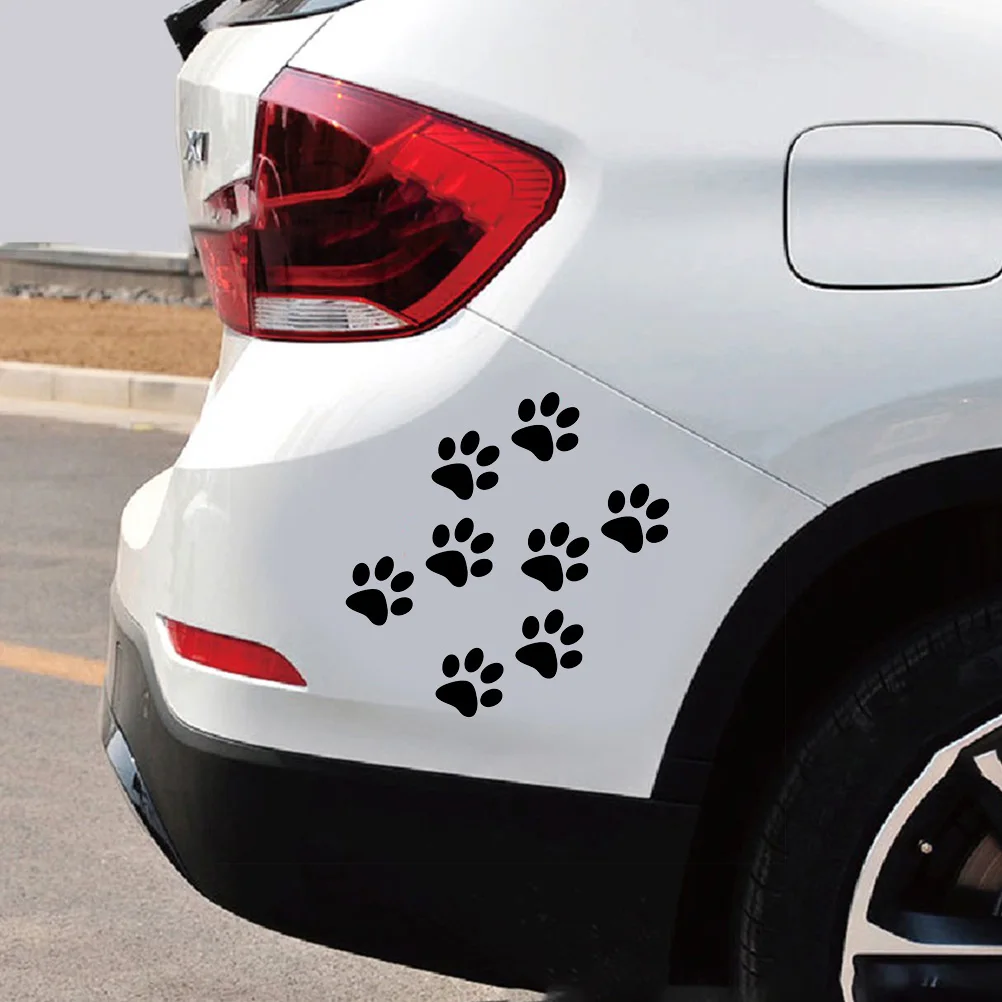 

24pcs Cat Paw Print Car Stickers 3D Carbon Fiber Vinyl Decor 11CMx6CM Yellow Set Durable PVC Body Decal