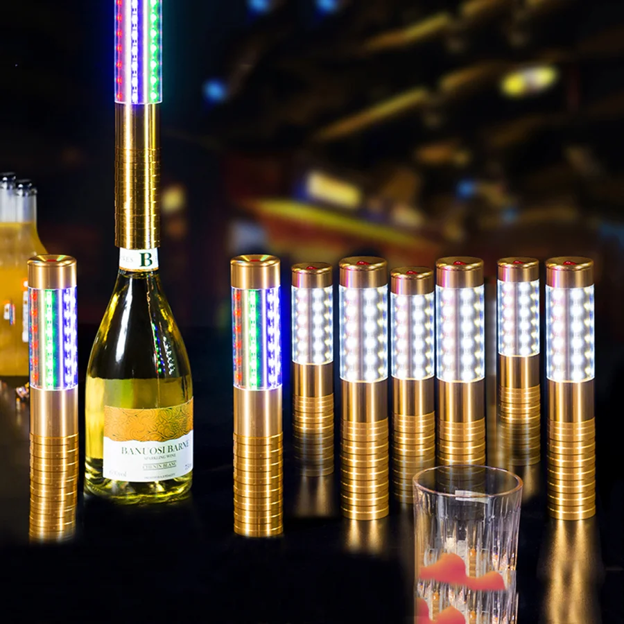 Bar Champagne Bottle Service Light Aluminium Metal Nightclub Led Strobe Baton Flash Stick Electronic Bottle Sparklers For Party