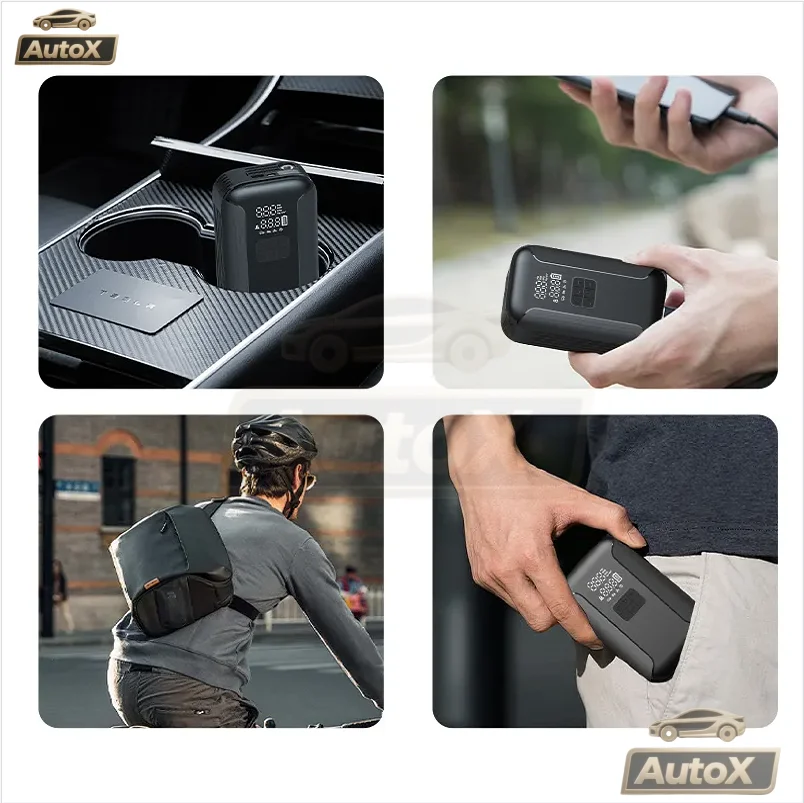 S02 Avviatore di emergenza per auto multifunzione Compressore d'aria 2in1 Caricabatteria per auto portatile e gonfiatore di pneumatici