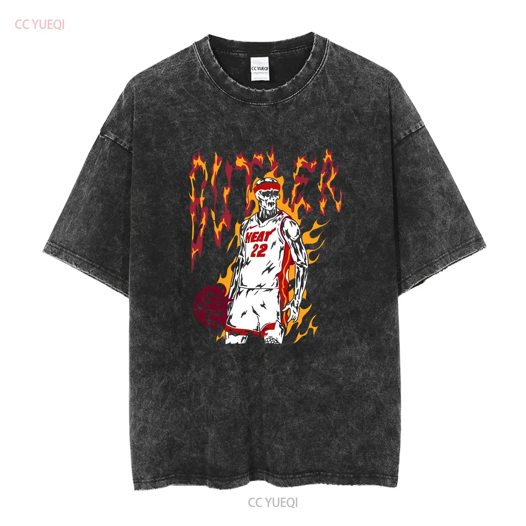 Miami City Basketball Team Heat Inspired Sz S XL Quality Oversized Boxy T Shirt long or short sleeves vintage Washed homme