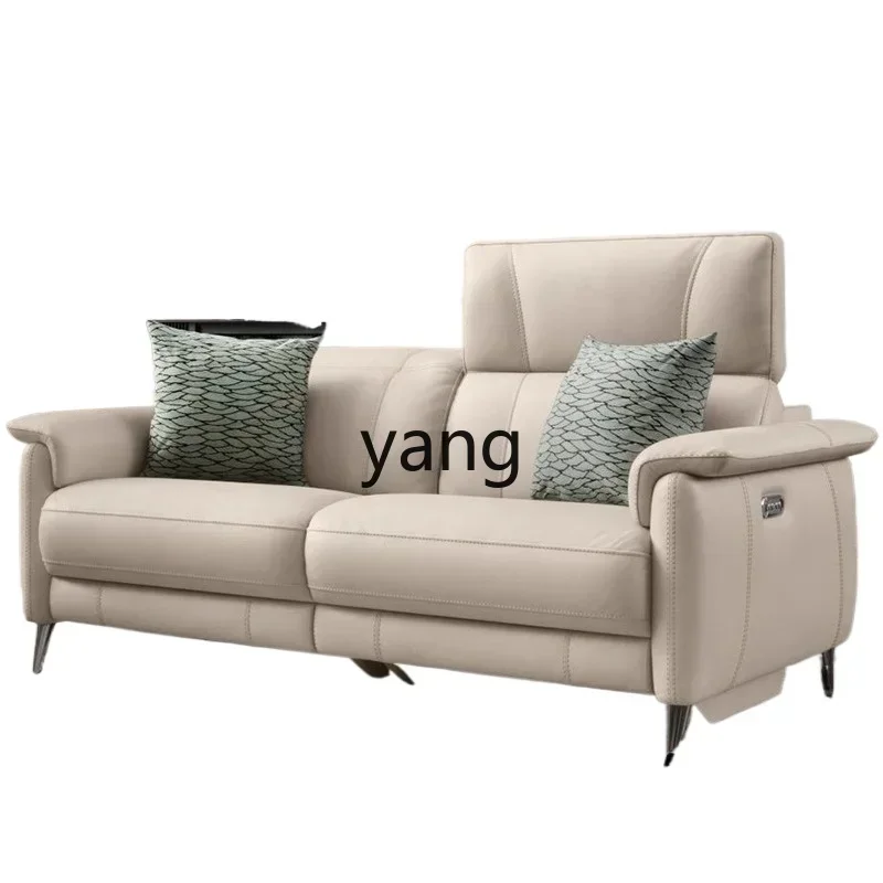 

LTT Italian light luxury minimalist leather sofa first layer cowhide electric simple modern living room combination