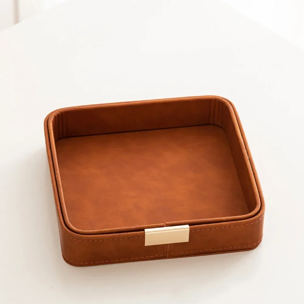 Desktop Miscellaneous Items Sorting Box Leather Storage Tray Jewelry Tray Aromatherapy Entrance Key Storage Box
