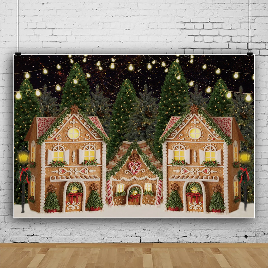 

Christmas Candy House Backdrops Photography Tree Gift Baby Photo Photographic Party Decor Backgrounds Photocall Kid Photo Studio