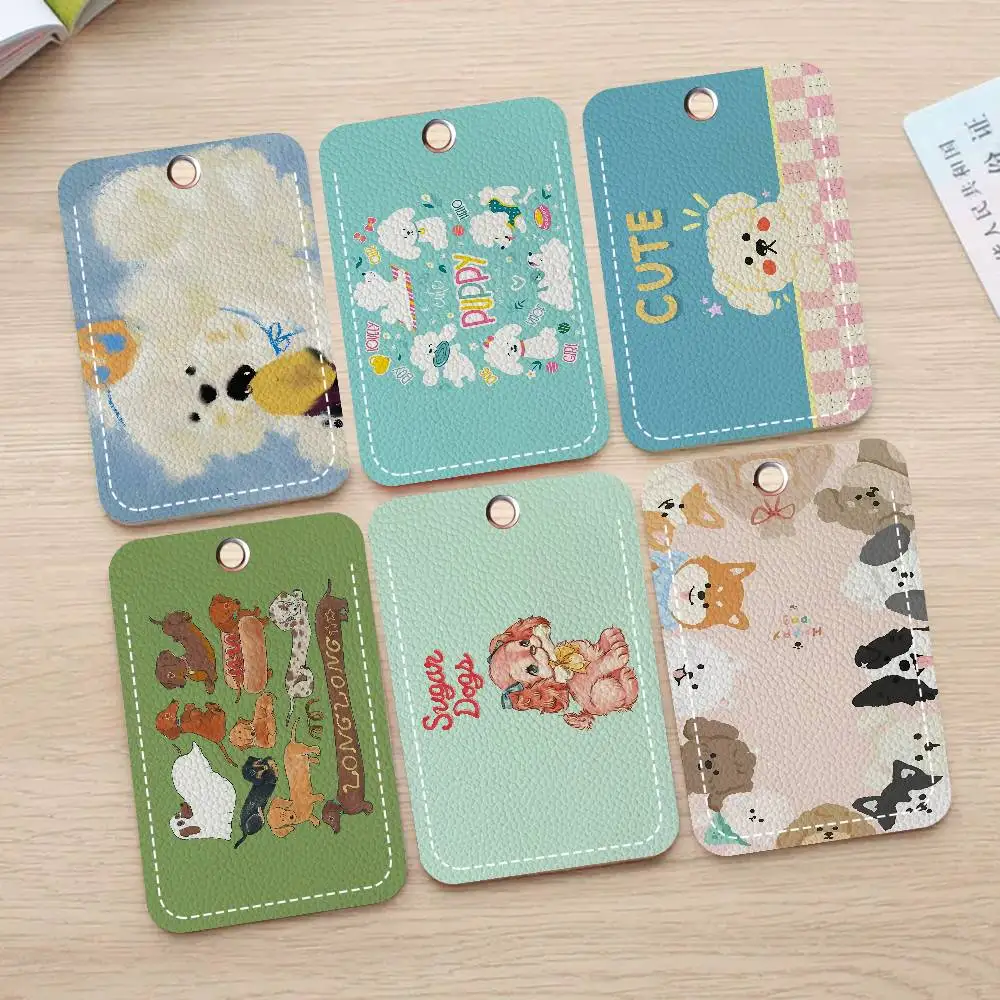 Cute Puppy Pizza Funny Vintage Cartoon 1pc INS Creative Cartoon Student Campus Card Holder For Meal Card, Bus Card, Work Card