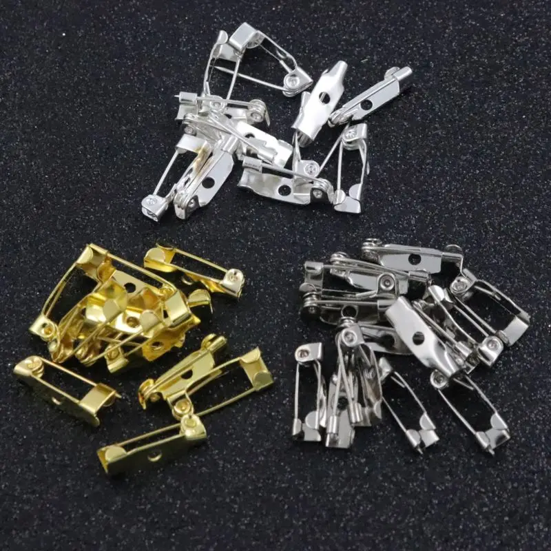 100pcs 15mm One Hole Gold Plated Silver Color Brooch Base Pin For Jewelry Making Finding Diy Brooch Accessories Wholesale Supply