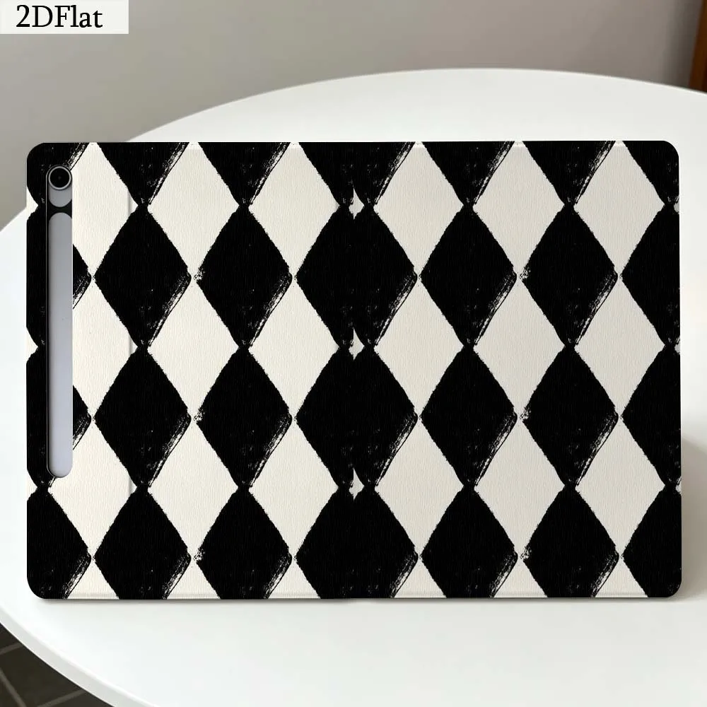 Black White Checker Pattern For Samsung Galaxy Tab S11 S10 S9 S8 S7 S6 A11 A10.1 A9 A8 A7 Ultra FE Plus Soft Tablet Case Gift