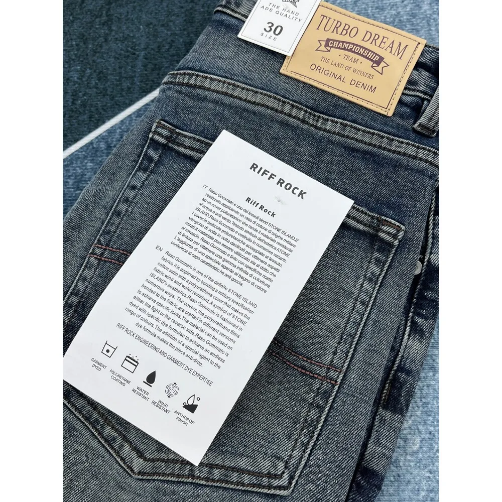 Jeans blu retrò da uomo autunno trendy slim fit piccoli pantaloni lunghi casual dritti versatili in stile giapponese spesso