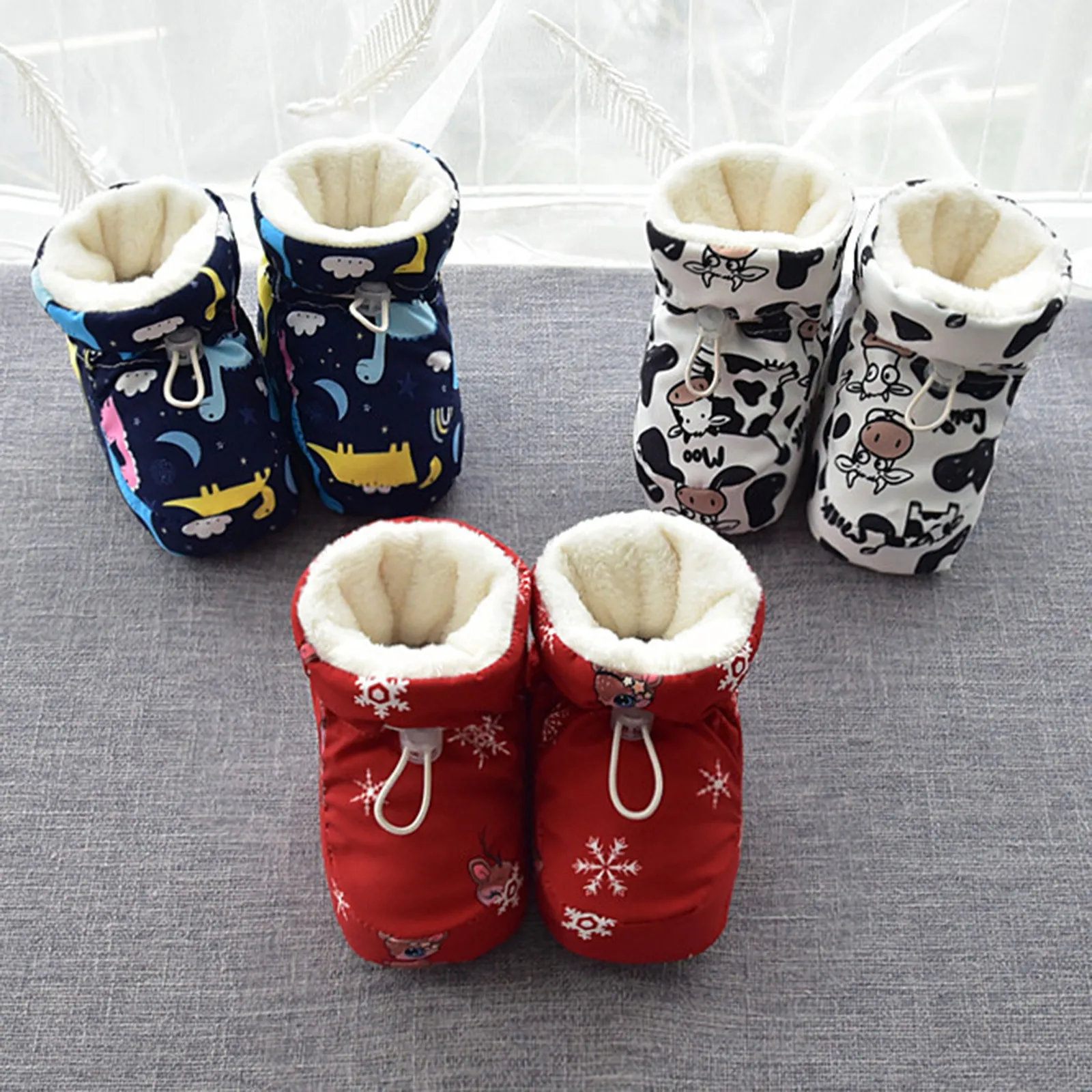 Winter Infant Baby Girl Clothes Kids Shoes Cotton Shoes Plus Velvet Thick Warm Soft Soled Shoes Cute Baby Cowboy Boots for Girls