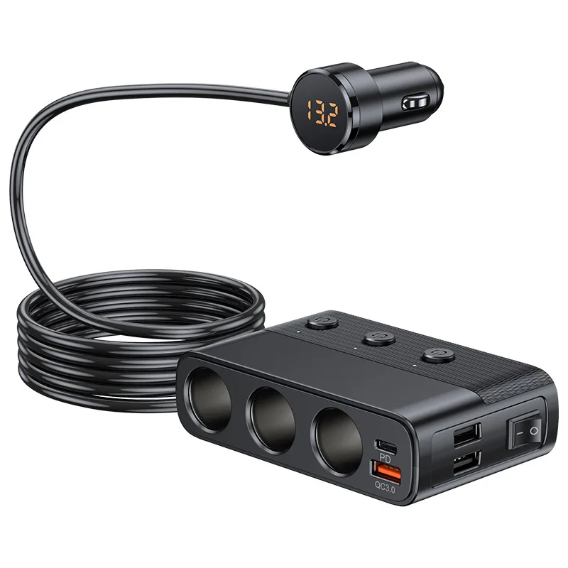 One-to-three conversion plug, car charger, PD high-power flash charging, multi-functional