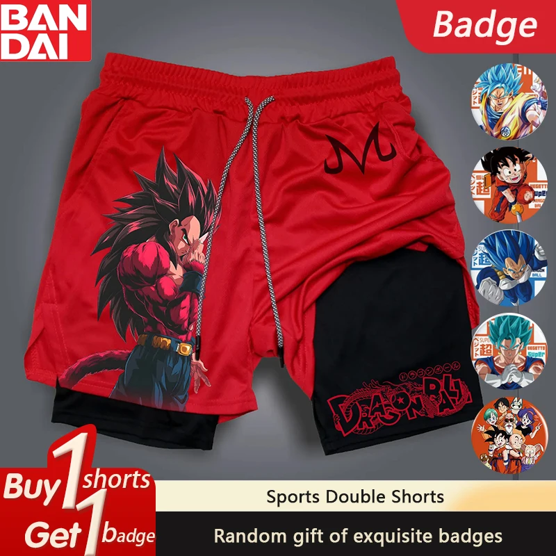 

Dragon Ball Classic Anime Peripheral GOKU Printed Double-layer Shorts Men's Summer Loose Sports Breathable Five-Point Pants