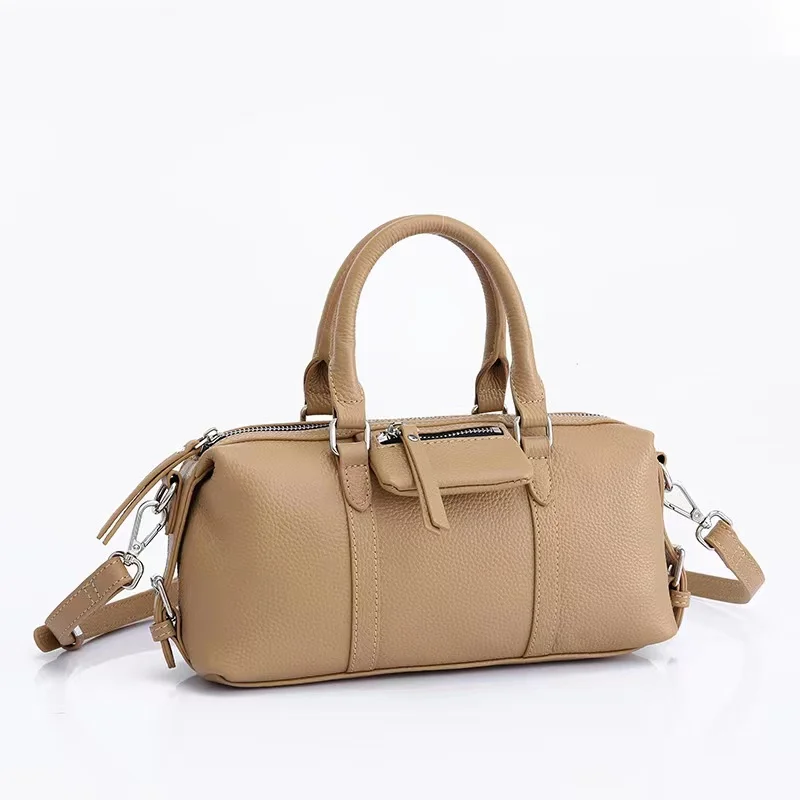 Genuine Leather Women\'s Bag New Handbag Versatile Fashion Messenger Bag Single Shoulder Cylinder Bag