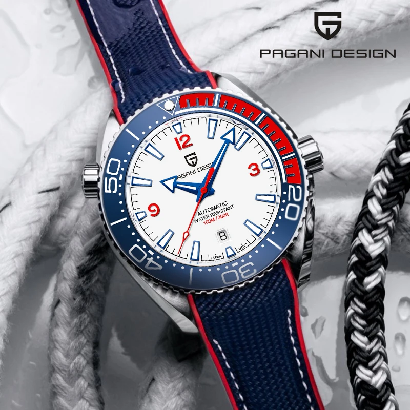 

New PAGANI DESIGN Diving Series Luxury 8215 Mechanical Automatic Watch Sapphire Glass 40MM Sports Leather Watches for Men reloj