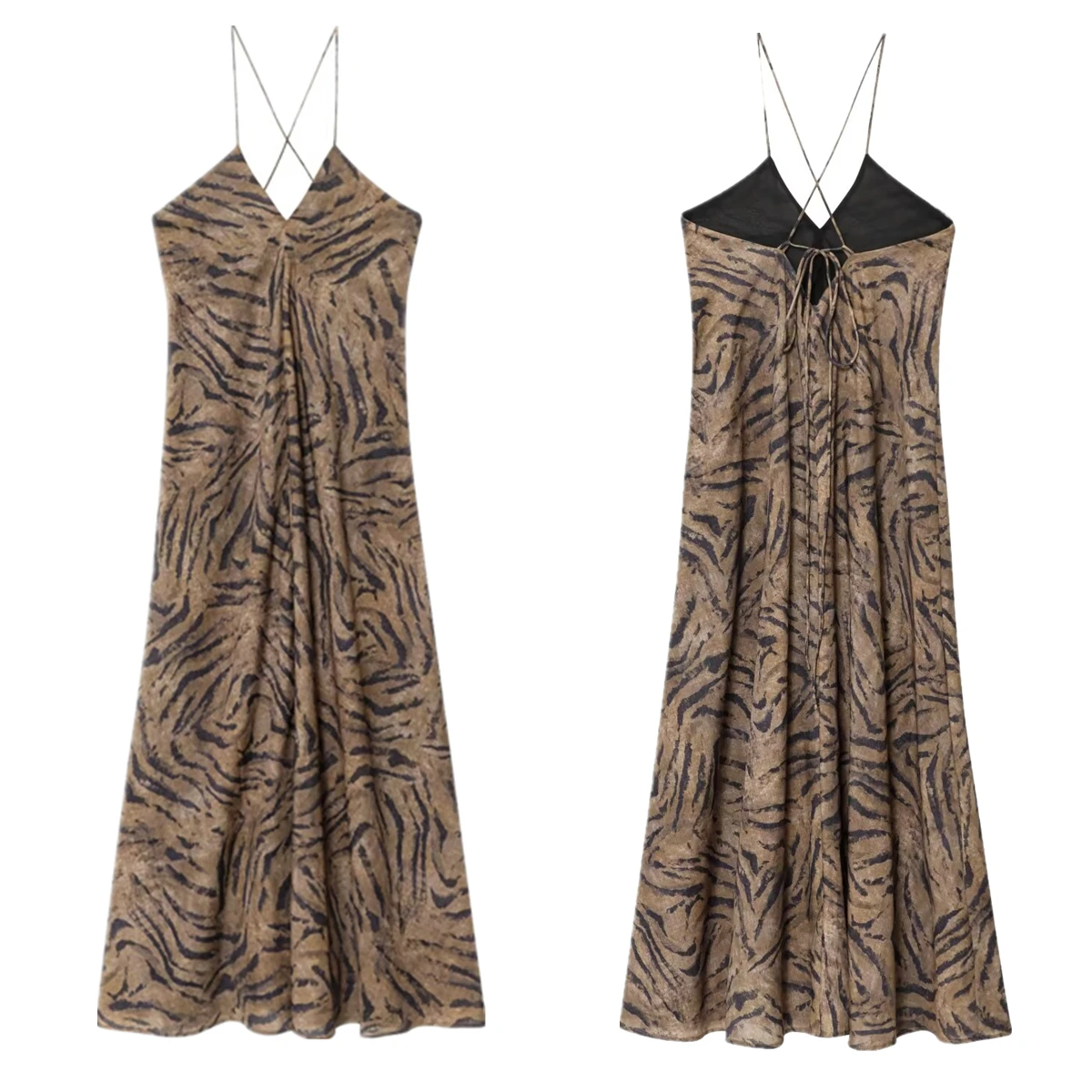 

Jenny&Dave French Fashion Ladies Lazy Leopard Print Suspender Dress Retro Sexy Summer Beach Dress For Women