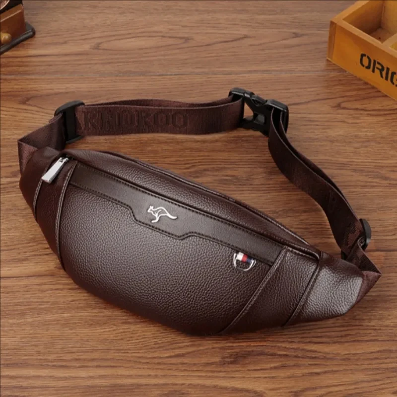 Business Leather Waist Bag Multifunctional Workout Traveling Running Crossbody Casual Wallets Waist Pack Phone Bag Man Chest Bag