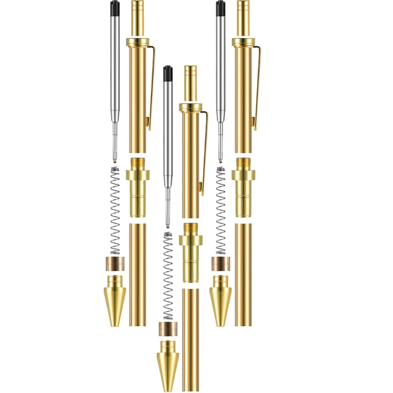 Kit de caneta retrátil de 6 peças para torneamento de madeira 8mm clique caneta kit com recargas torno torneamento suprimentos para fazer caneta madeira