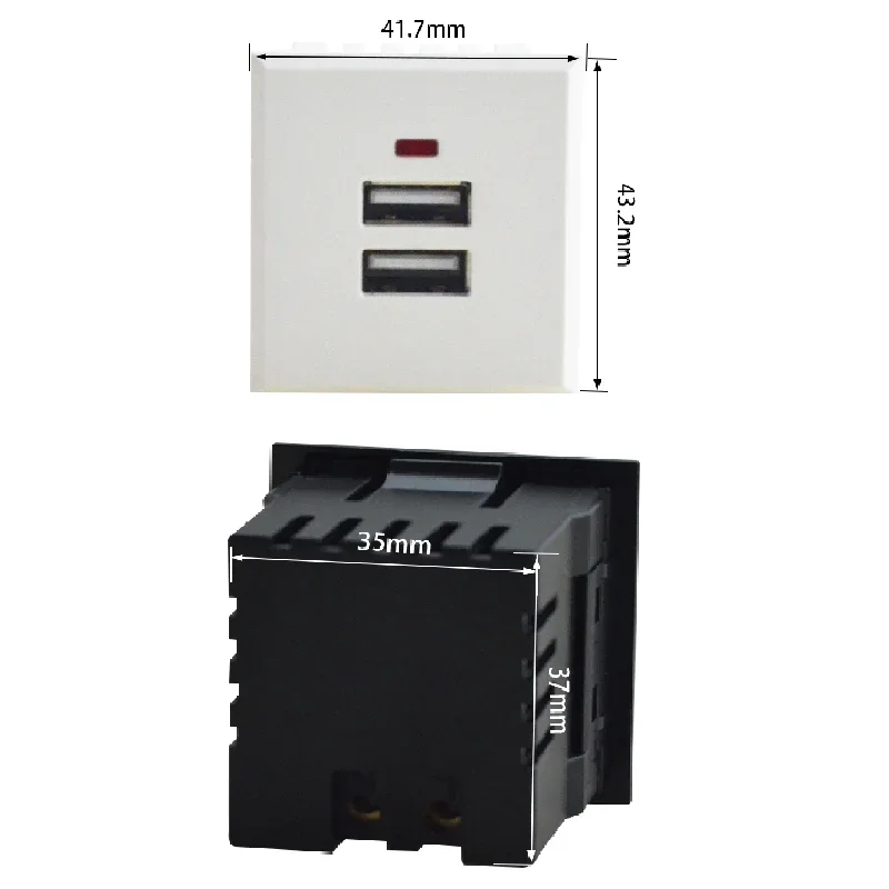 Household Snap-in DIY Module USB And Type C / Dual USB Charging Connector Wall Sockets  With LED Indicator Black White Module