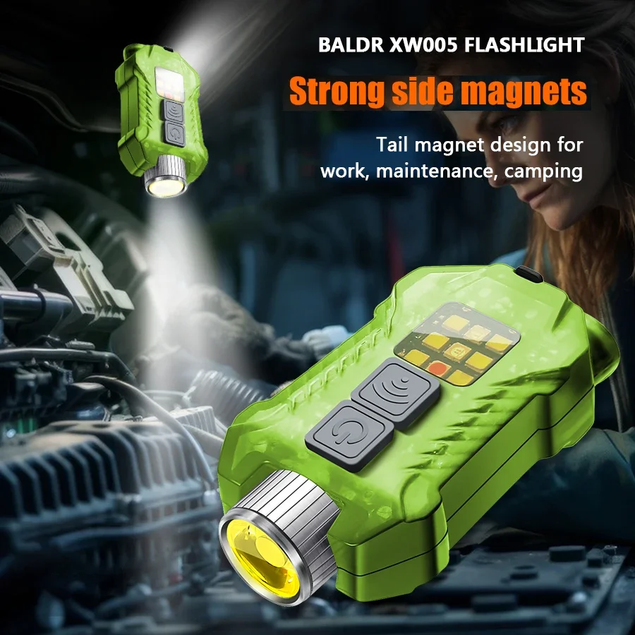 BALDR XW005 Detachable Flashlight Split Sensing Headlamp USB Rechargable LED Flashlight COB Work Light with Tail Magnet UV Light