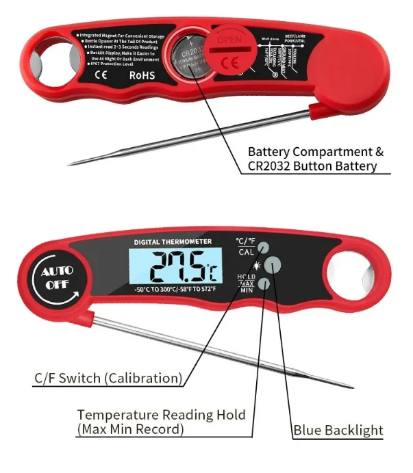 Meat Thermometer Waterproof Digital Instant Read Food Thermometer Cooking Probe BBQ Electronic Kitchen Thermometer Kitchen Tools 2
