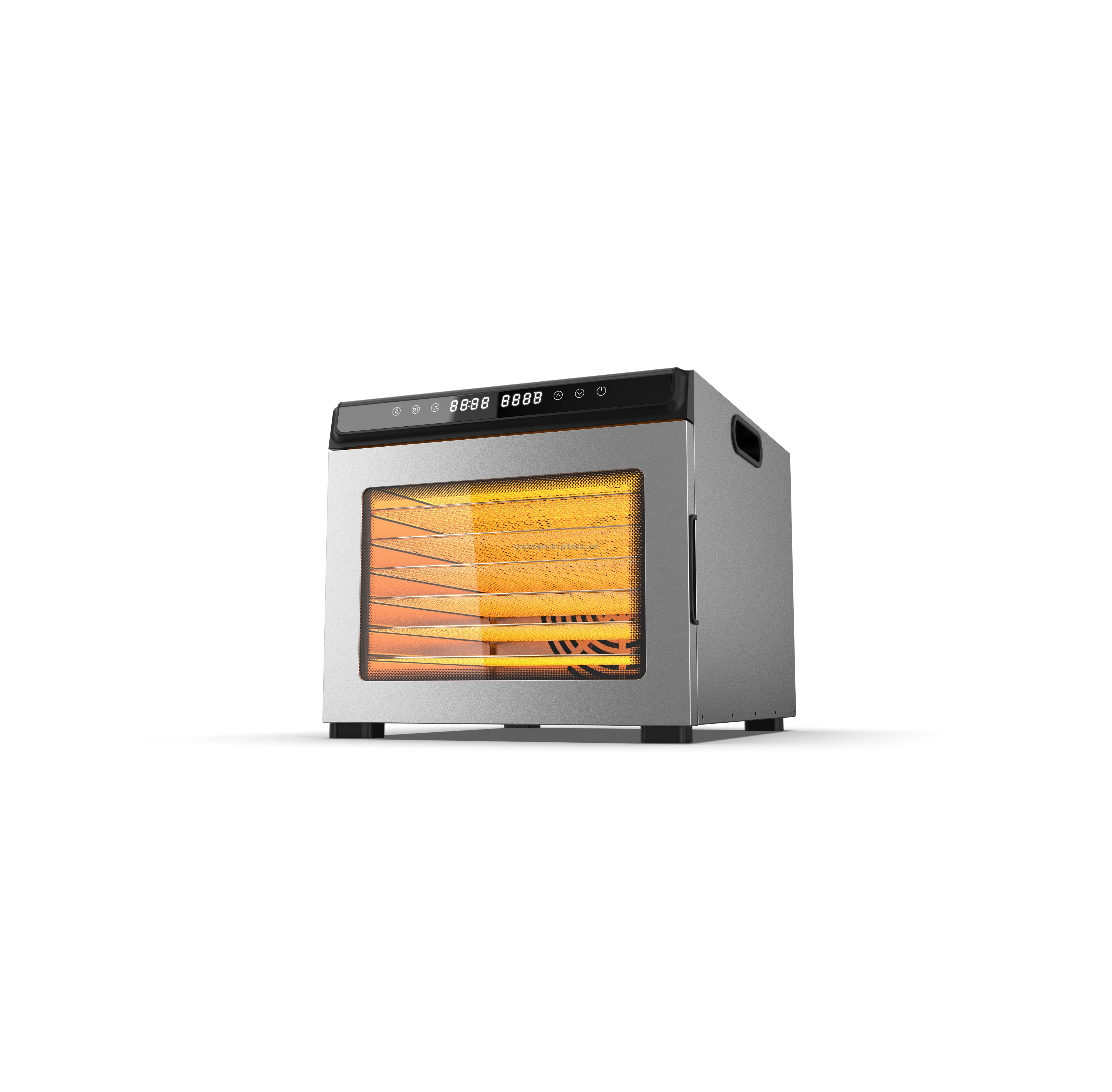 8-Tray 10-Tray 12-Tray Stainless Steel Food Dehydrator for Jerk Beef Household Use with Top-Rack Design