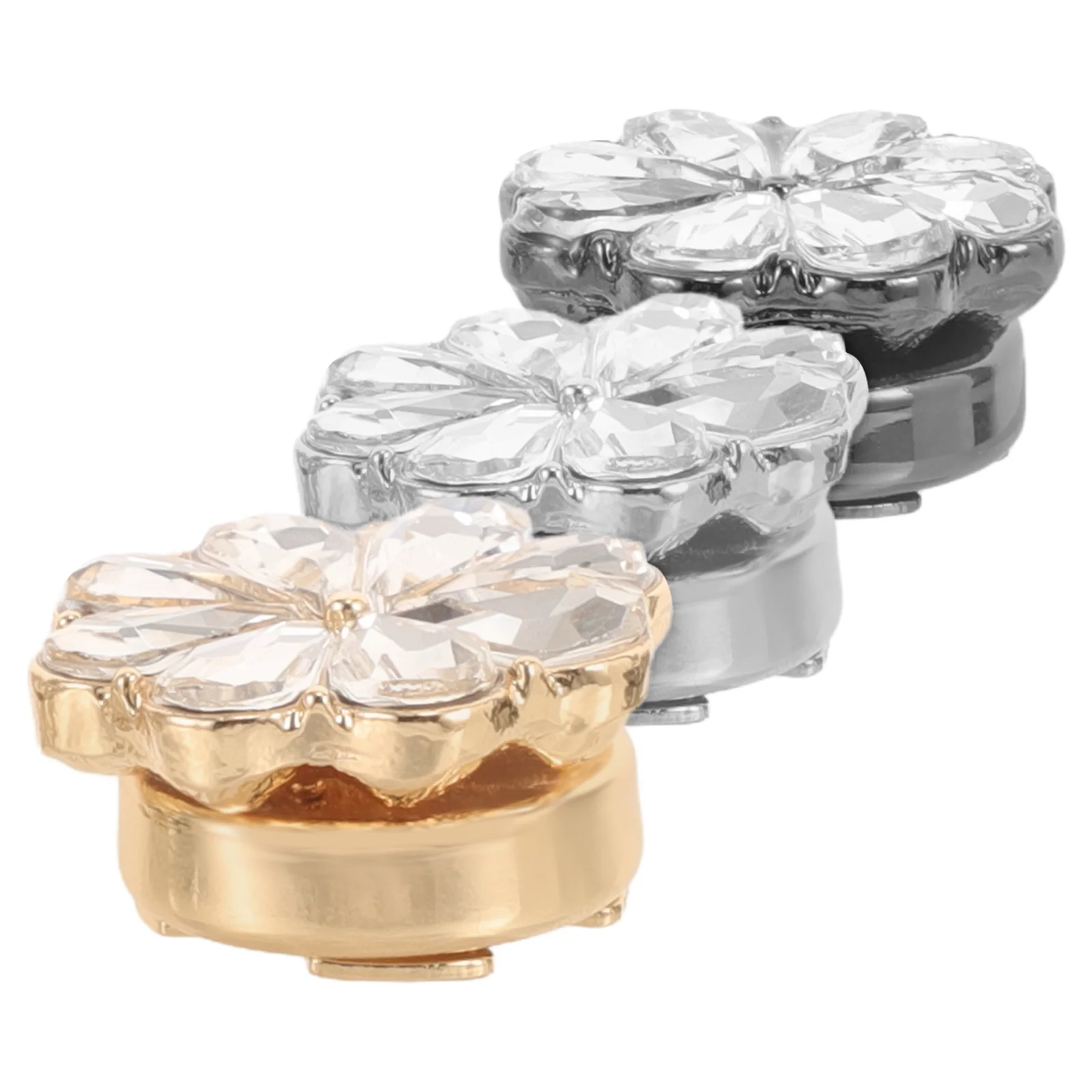 

3pcs Flower Cufflinks Shirt Buttons Elegant Design Zinc Alloy Rhinestones Women Dress Suit Accessories Birthday Gift