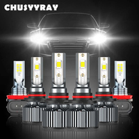 6x 9005 9006 H11 Canbus LED Headlight High/Low+Fog Lamp Bulbs Kit 12V 6500K 100000LM IP68 Waterproof 1:1 Same Size Plug and play