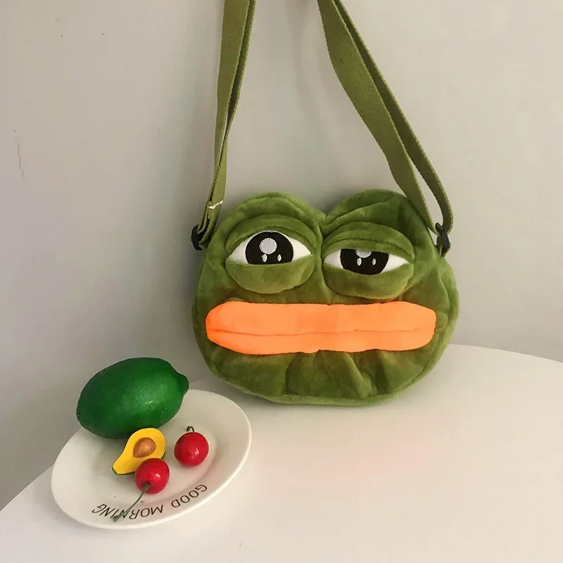 Women cute funny small shoulder bag female new 2022 personality fashion plush messenger bag cartoon cute frog bag