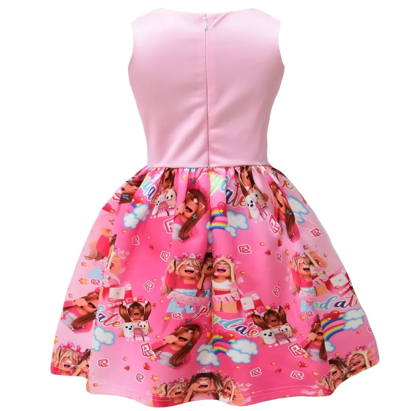 حار ROBLOX لعبة موضوع الطباعة الرقمية فستان الأميرة الوردي أكمام القوس فستان الفتيات حفلة عيد ميلاد الملابس لوازم الهدايا #4