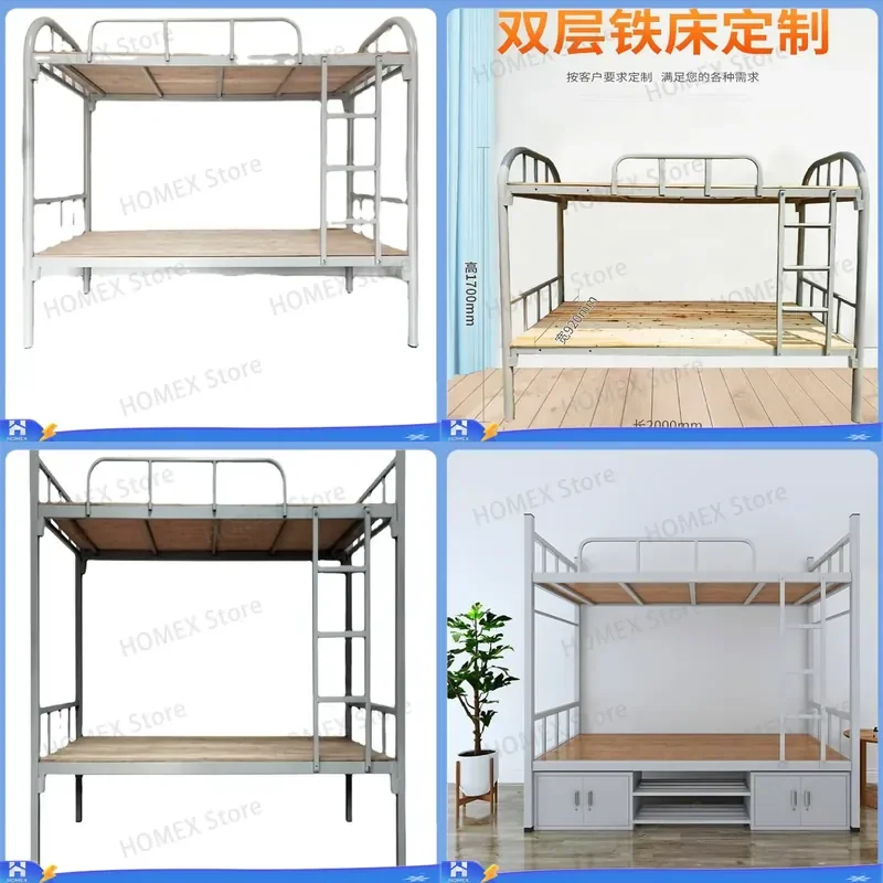Heavy Duty Metal Bunk Bed Twin Over Twin Steel Frame Loft Bed for Dormitory Student Employee Hostel Space Saving Furniture