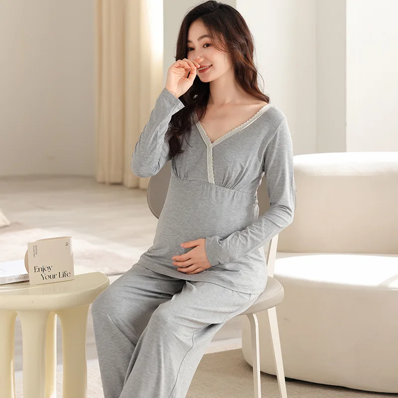 Pregnant Women Breastfeeding Nursing Pajamas  Delivery Labor Hospital Sleepwear Pijama Soft Maternity Set