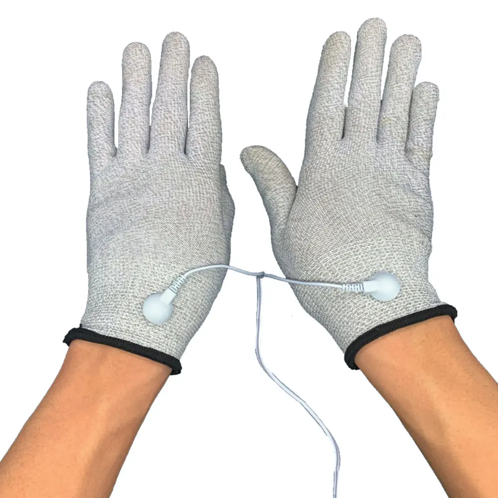 1Pair Conductive Silver Fiber Electrode Gloves Pads Electrotherapy Massage Tools 3sizes M L XL Wrist Massager Tool Accessories