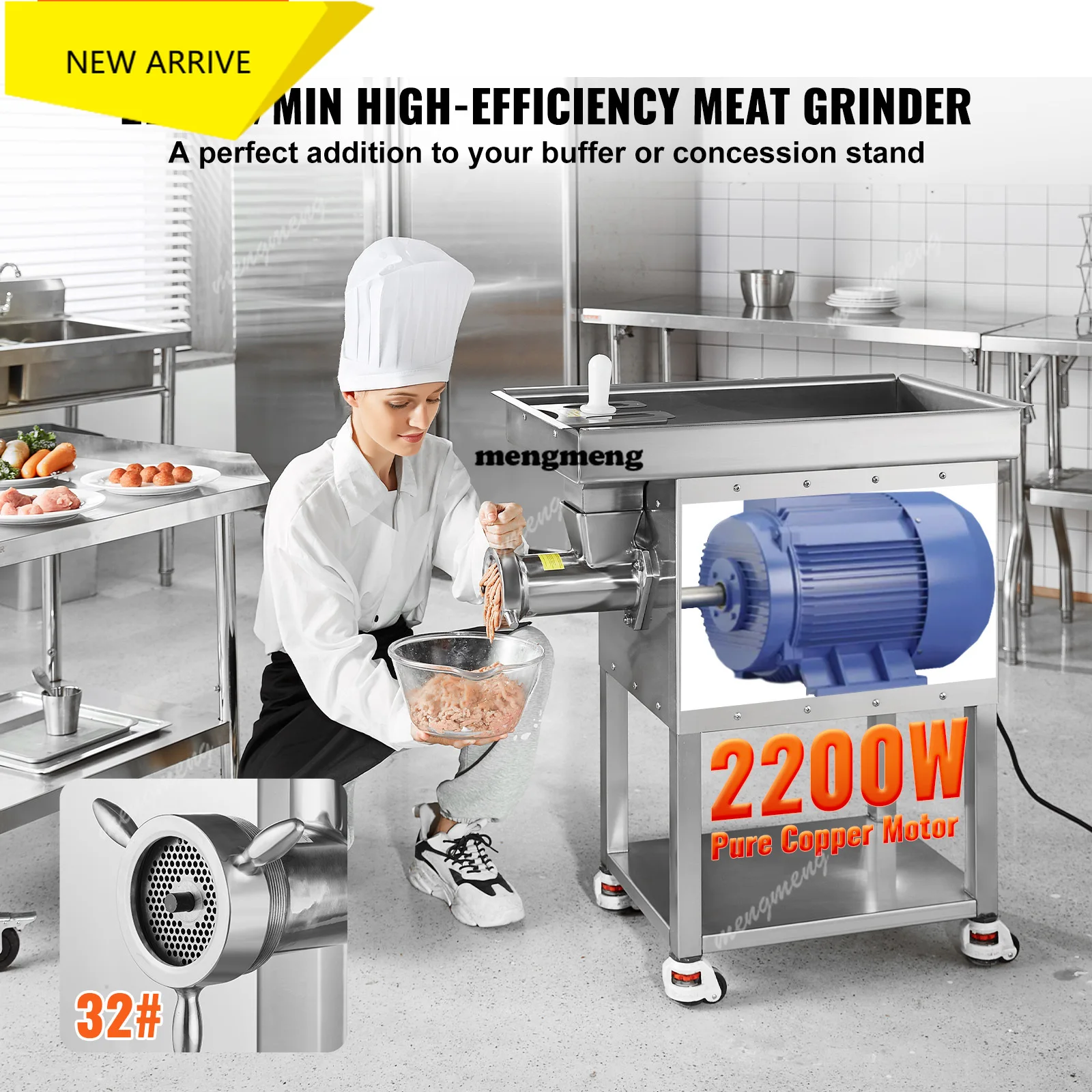 

22/36.7Lbs Meat Grinder Capacity Electric Meat Grinders Grinding Plate Sausage Maker for Kitchen Restaurant Butcher Store