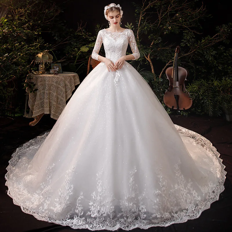 Wedding Dress 2024 New Style Super Immortal Bride Retro Hepburn French Simple Wedding Dress.(028)