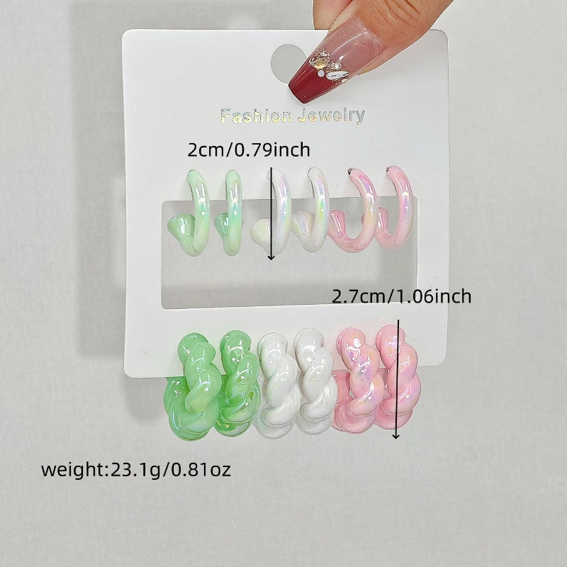 New Women's Summer Cool and Niche Creative Irregular Colorful Thread Semi Transparent Earring Set