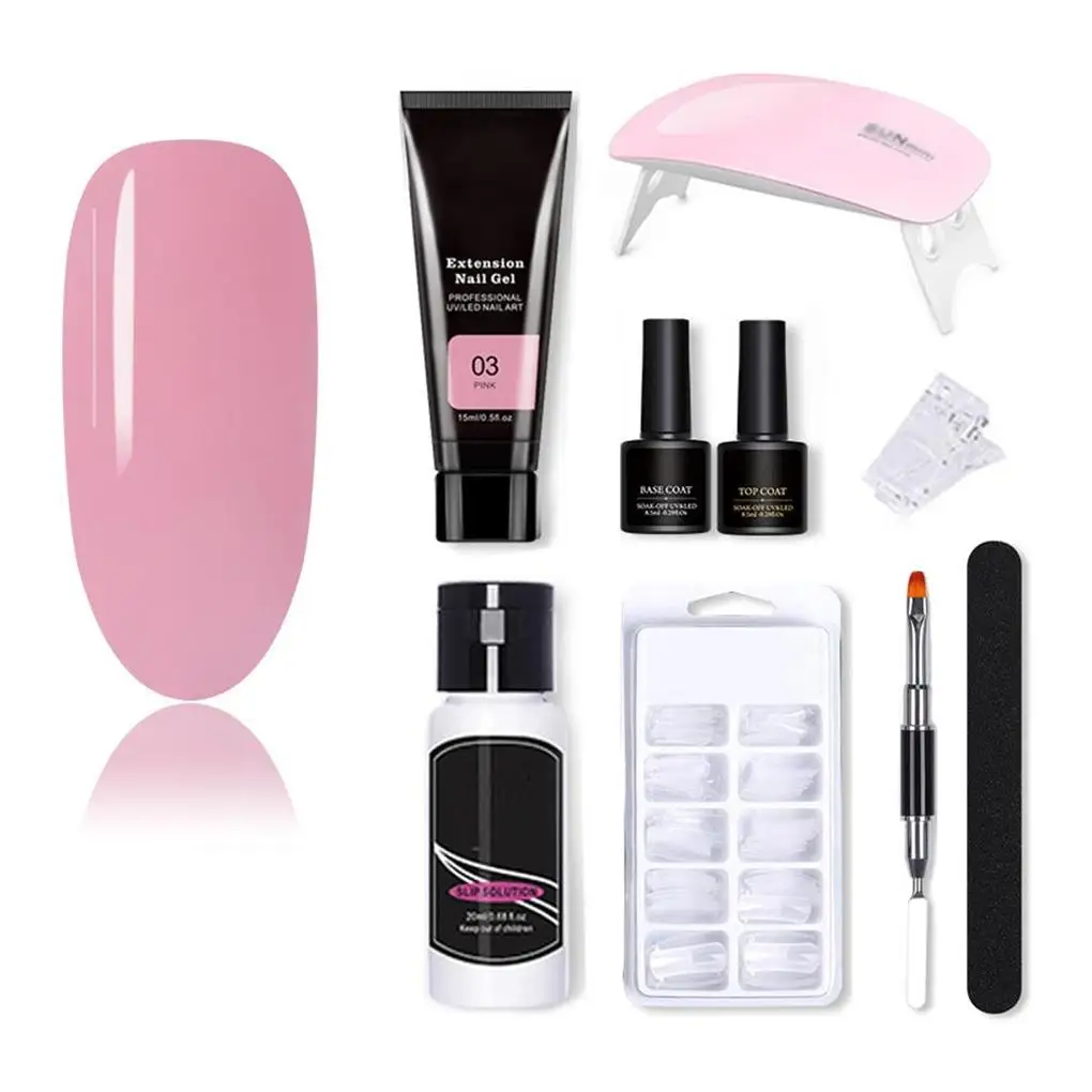 Kit de extensão de unhas semi permanentes, ferramenta insípida, construtor de maquiagem, acrílico branco, manicure para mulheres e meninas, 15ml, 1 conjunto
