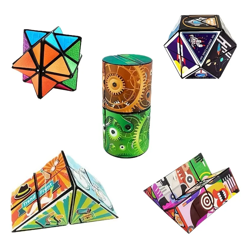 3D Cube Puzzle for Kids - Infinite Geometric Shape Brain Training Toy, Multicolor PP Material