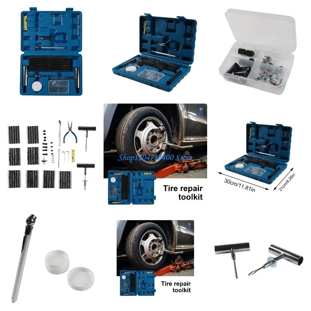 Conjunto reparo tipo y1gd com caixa armazenamento, conjunto plugue pneu carro, solução conveniente e eficaz, para