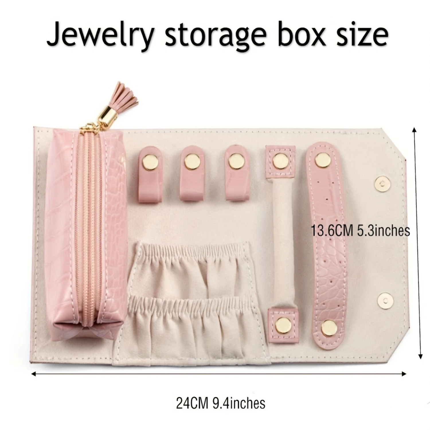 Solid Color Jewelry And Cosmetics  Bag, Exquisite Hand Roll  Design, Space Saving, Convenient  Bag