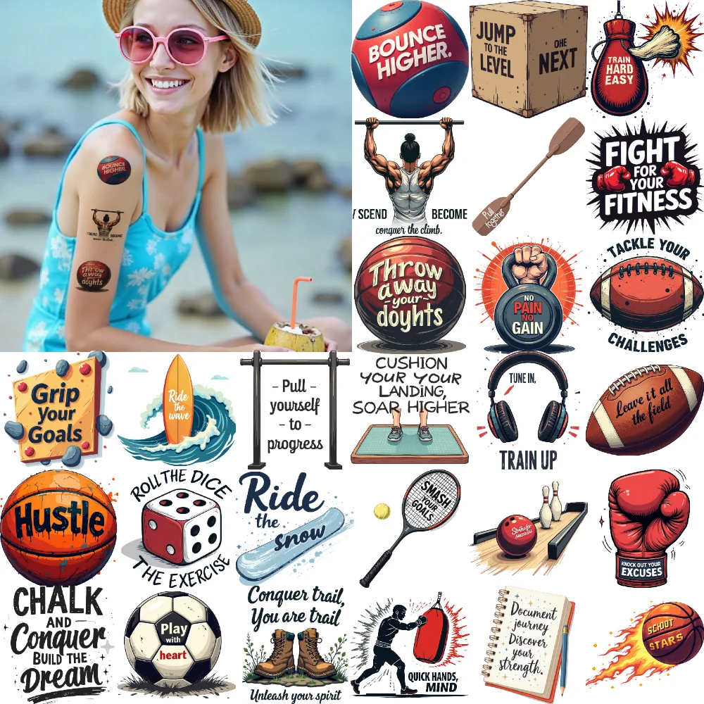 

28pcs Temporary Tattoo Sports Stickers Temporary Tattoo Stickers Decorative Stickers Cartoon For Shoulders Girls Arms