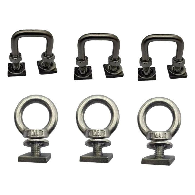 

0XXD 6Pcs T Track Mount Tie Down Anchors T Track Eye for Holding Hooks