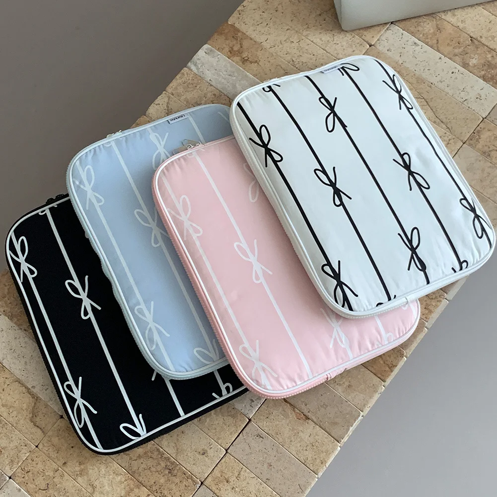 Cute Bow Aesthetic Tablet Sleeve Case for 11/13/15in Laptop Puffy Students Computer Carrying Bags Quality Notebook Storage Bags