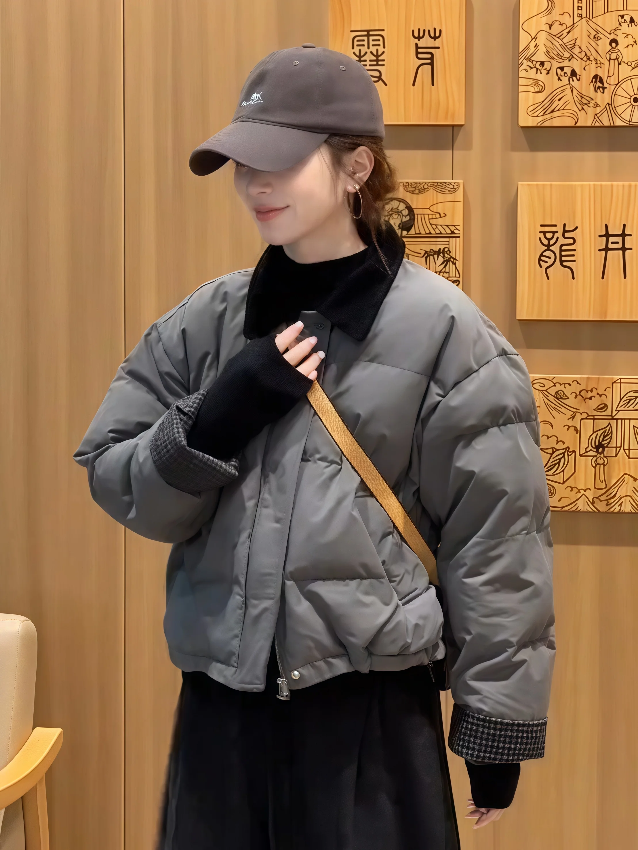 

Thickened Collar Cotton Jacket Women's Winter New Fashion Design Loose Warm Cotton Coat Outerwear Korean Style