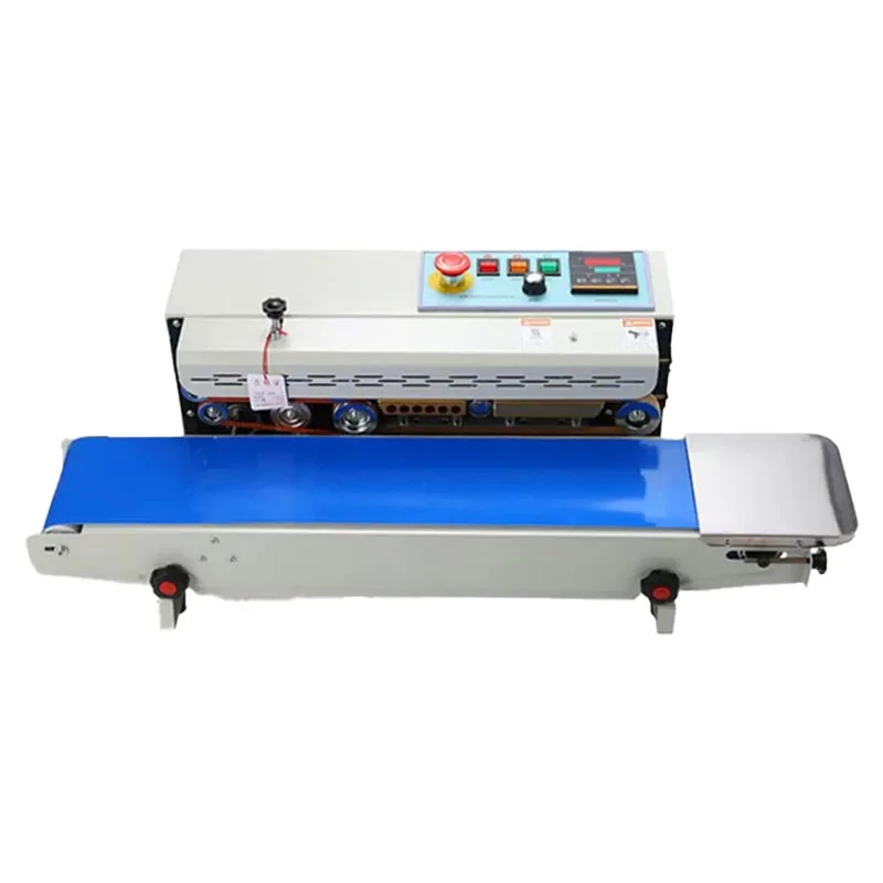 Nueva Máquina Selladora de Bolsas Continua Eléctrica de Acero Inoxidable para Empacar Alimentos y Líquidos con Control Digital de Temperatura y Fecha Estampada