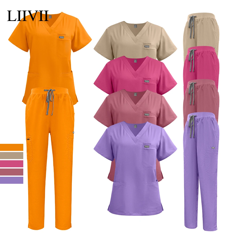 

New Style Medical Scrubs Set Plus Size Straight Pants Work Wear Women Men Nurse Uniforms Doctor Surgical Clothes Beauty Workwear